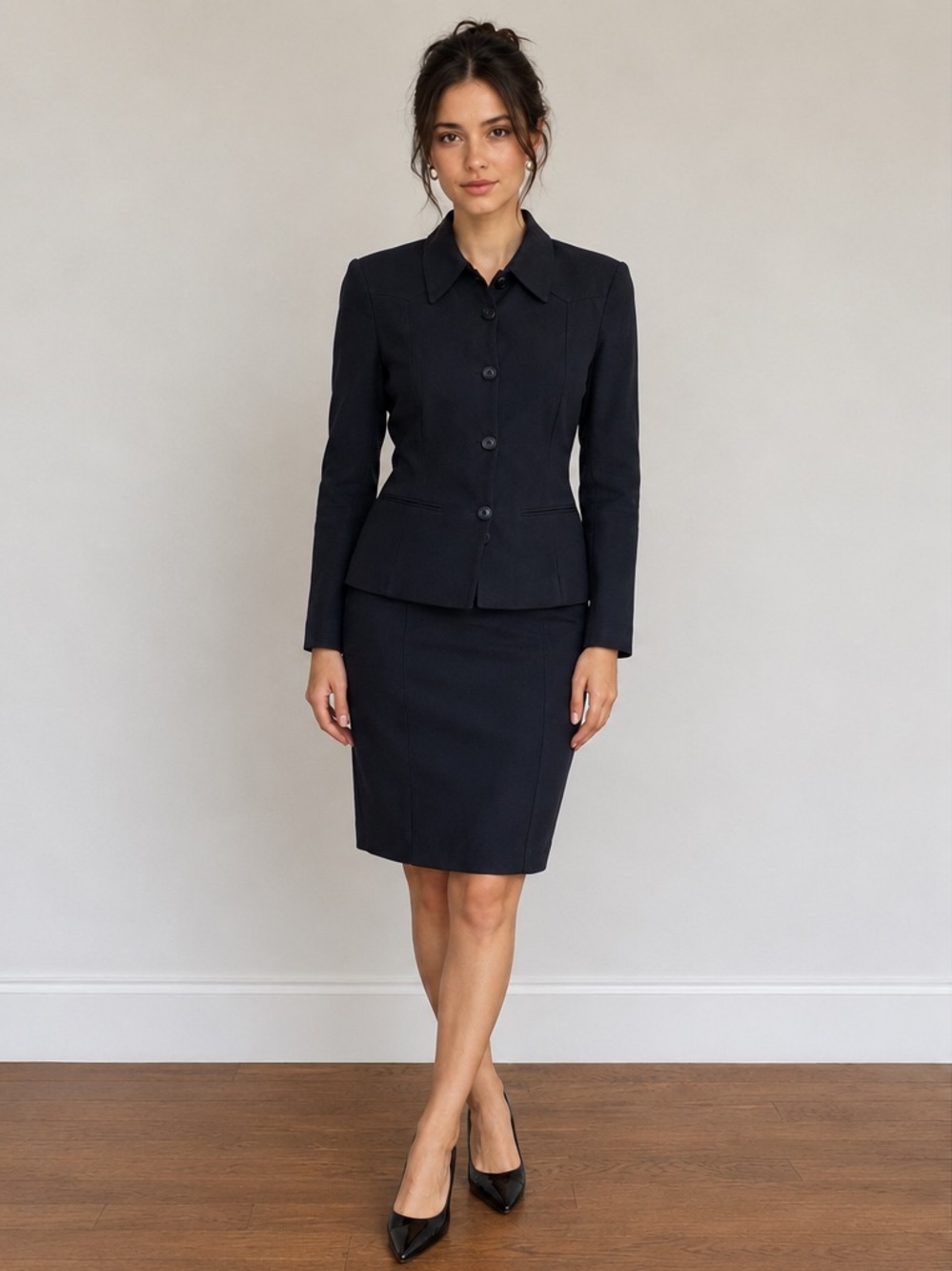 Prada Milano Black Two-Piece Skirt Suit | Size 42